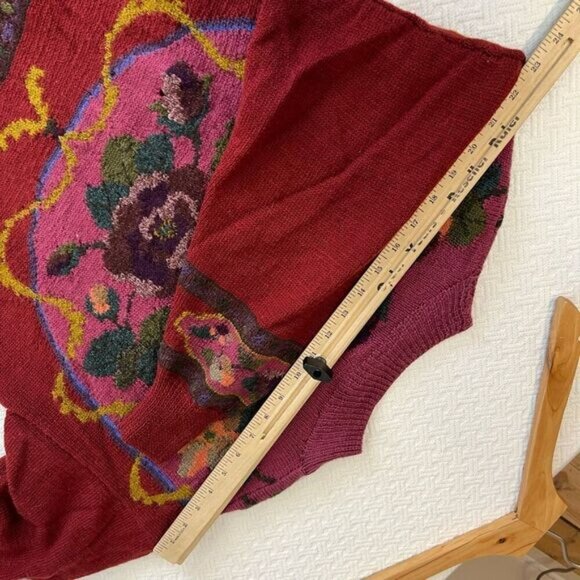 Vintage 80s 90s Jantzen Wool Textured Floral Paisley Knit Sweater Women’s M - Picture 9 of 14